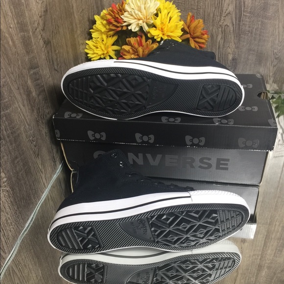 🌺 CONVERSE CTAS HI SHOES BLACK/FIERY RED/WHITE - Picture 5 of 8